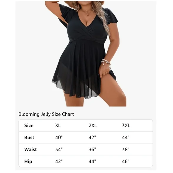 BLOOMING JELLY - XXL Elegant Black Swim Dress - Picture 6 of 10